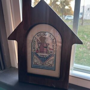 Wooden House Frame with Kitchen Cross-Stitch